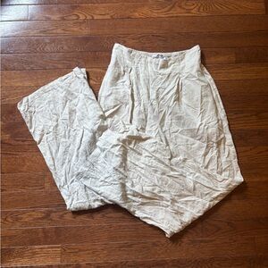 Cotton On Cream Linen Wide Leg Pants